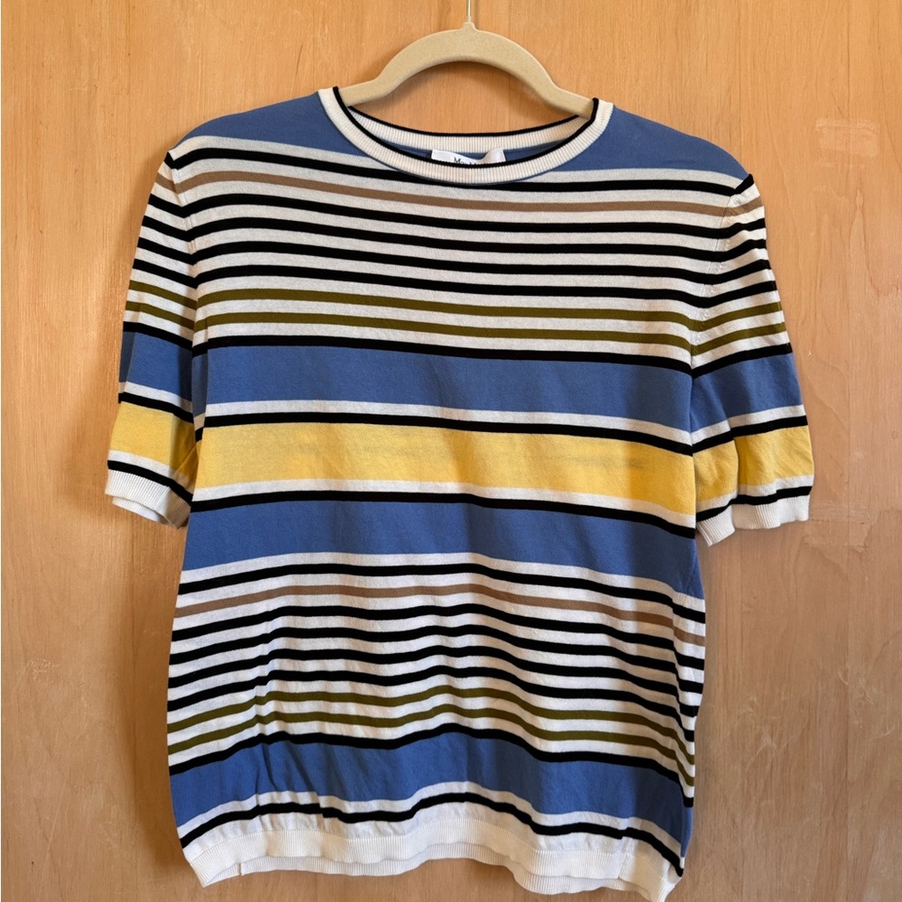 Max Mara Striped Short Sleeve Knit Top